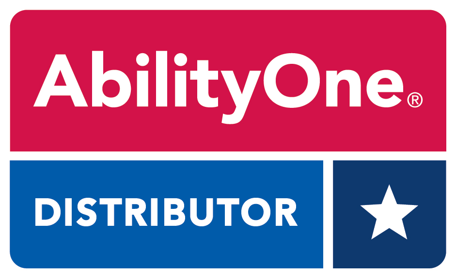 AbilityOne Distributor logo in red, white, and blue