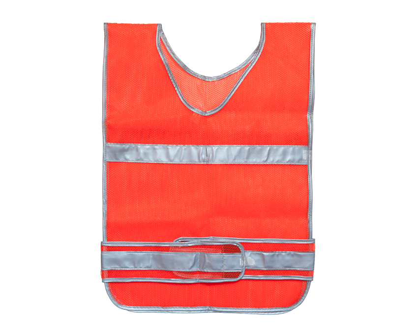 Bright orange safety vest with reflective silver stripes