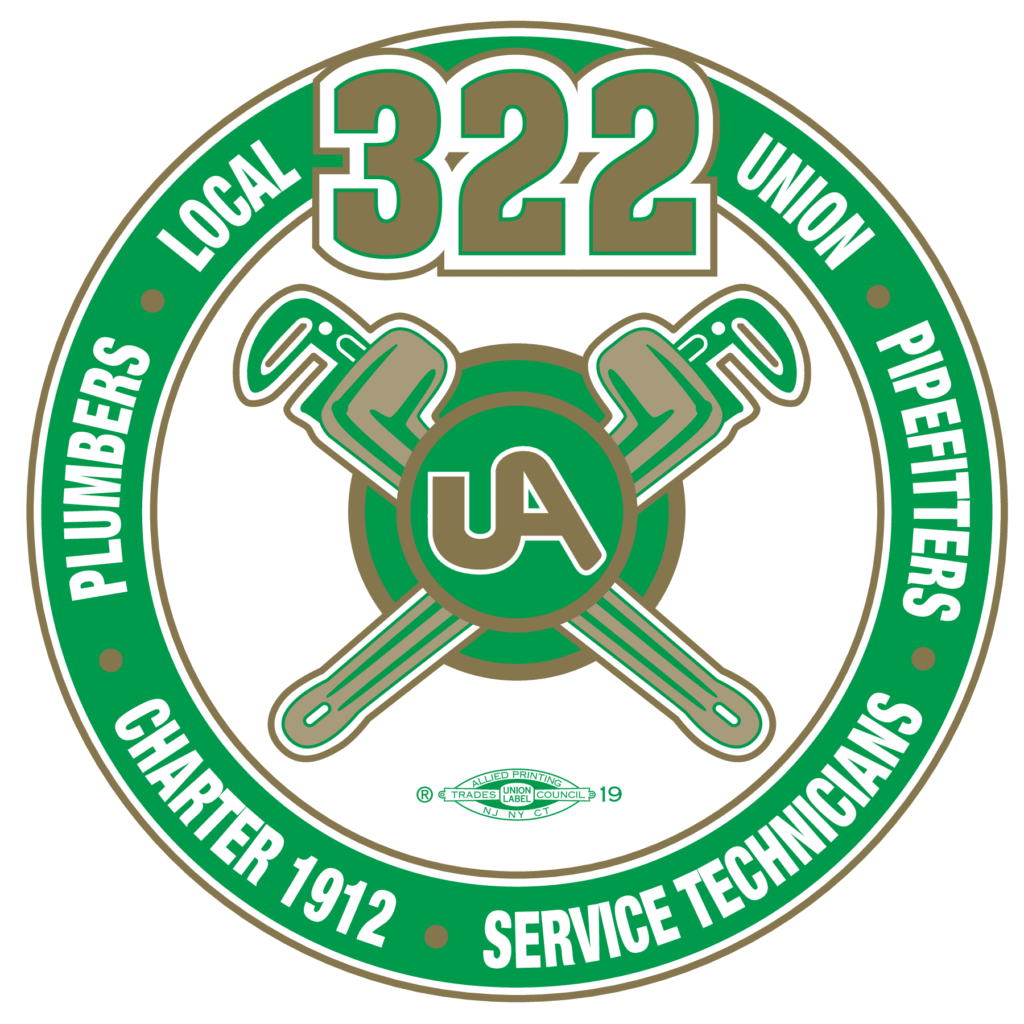 UA Local Union 322 new logo green gold